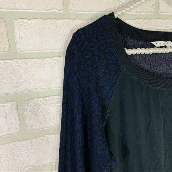Trina Turk Mixed Media Animal Print Sweatshirt Size M - Picture 5 of 9